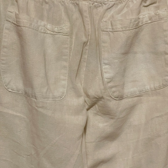 Old Navy White Linen Blend Pants Gauze Pockets Trousers Wide Leg Resort Medium - Picture 5 of 8
